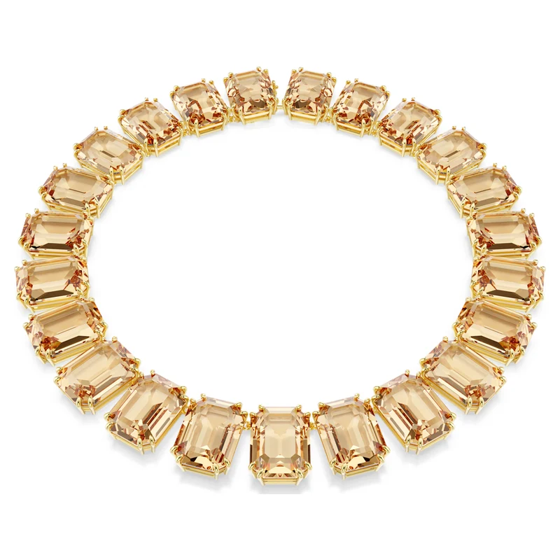 Collier Swarovski - Millenia - Taille octogonale - Cristaux oversize - Marron & Doré