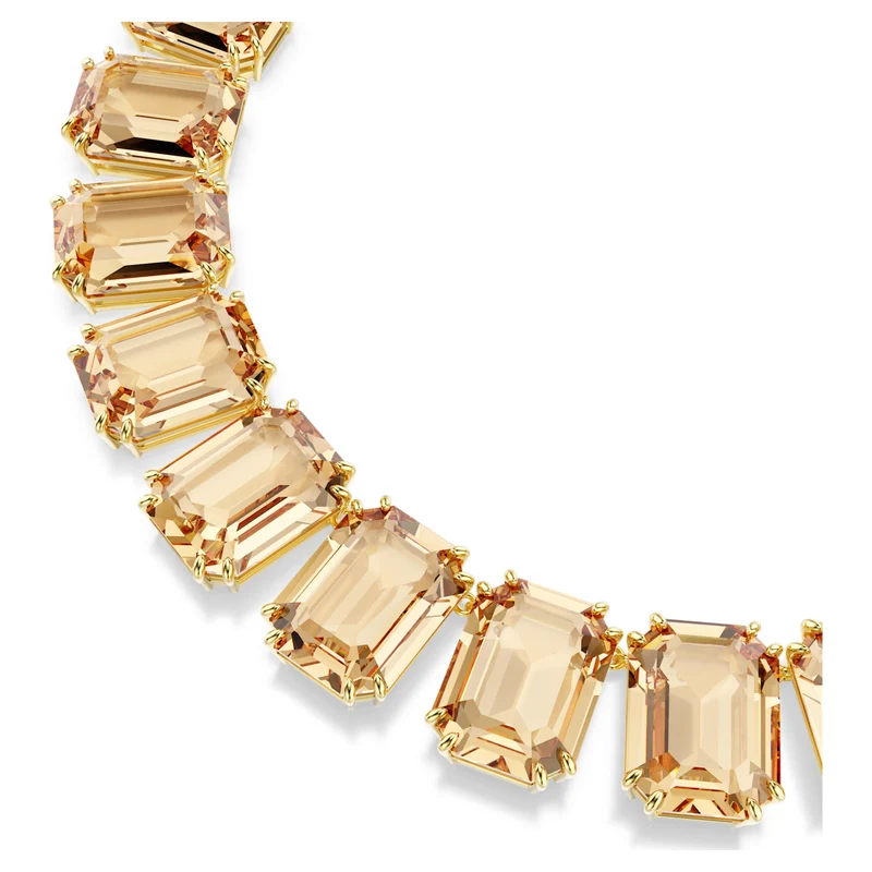 Collier Swarovski - Millenia - Taille octogonale - Cristaux oversize - Marron & Doré