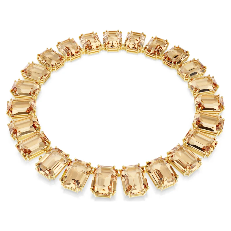 Collier Swarovski - Millenia - Taille octogonale - Cristaux oversize - Marron & Doré