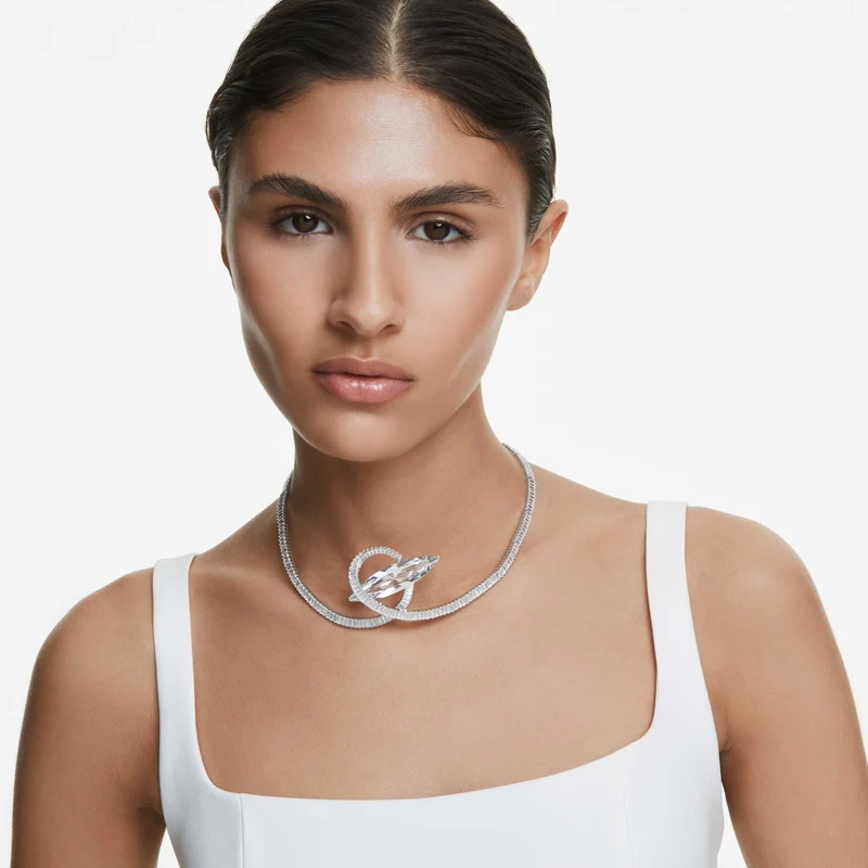 Collier Swarovski - Matrix - Taille baguette - Ras-de-cou - Blanc & Argenté