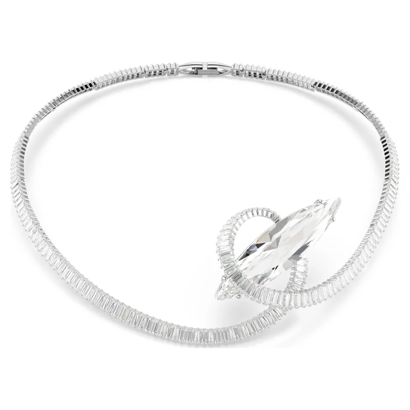 Collier Swarovski - Matrix - Taille baguette - Ras-de-cou - Blanc & Argenté
