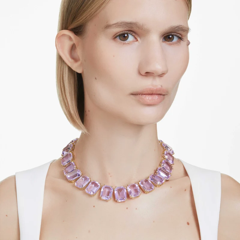 Collier Swarovski - Millenia - Octogonale - Violet & Doré
