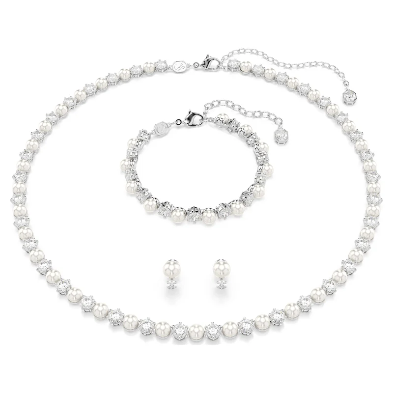 Parure Swarovski - Matrix - Taille ronde - Perle de cristal - Blanc & Argenté