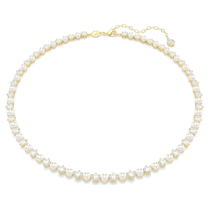 Collier Swarovski - Matrix Tennis - Taille ronde - Perle de cristal - Blanc & Doré