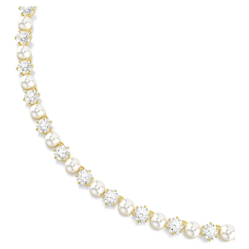 Collier Swarovski - Matrix Tennis - Taille ronde - Perle de cristal - Blanc & Doré