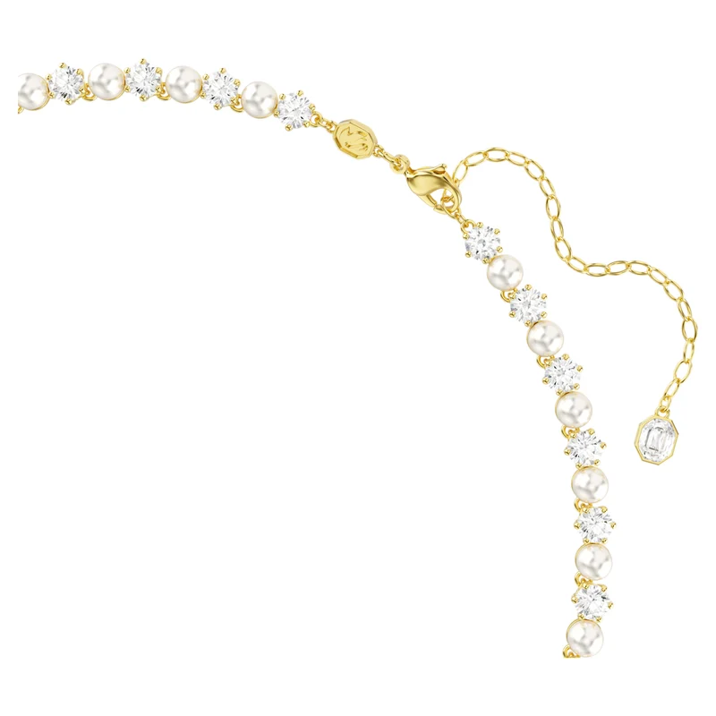 Collier Swarovski - Matrix Tennis - Taille ronde - Perle de cristal - Blanc & Doré