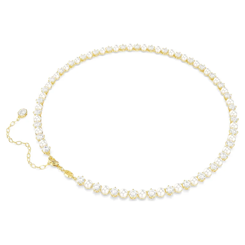 Collier Swarovski - Matrix Tennis - Taille ronde - Perle de cristal - Blanc & Doré