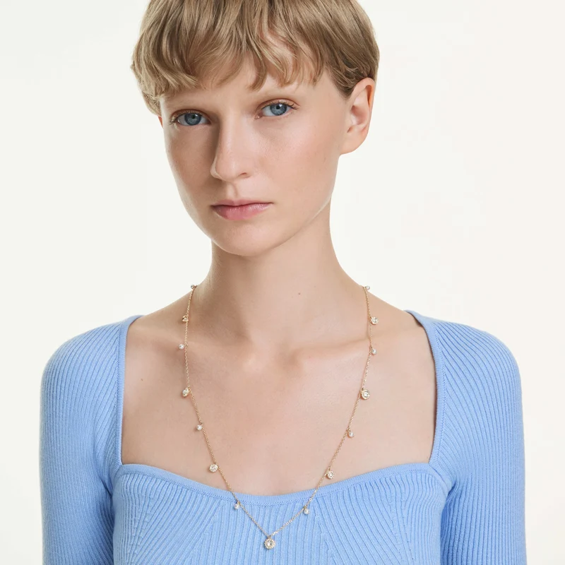 Collier Swarovski - Una Angelic - Taille ronde - Sautoir - Blanc & Doré