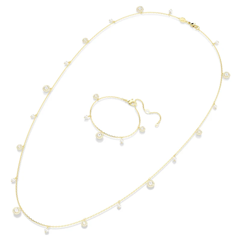 Collier Swarovski - Una Angelic - Taille ronde - Sautoir - Blanc & Doré