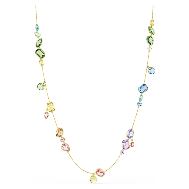 Collier Swarovski - Gema - Tailles variées - Sautoir 105 cm - Multicolore & Doré