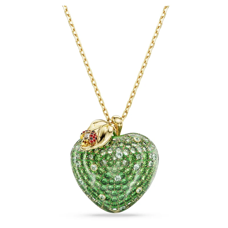 Pendentif Swarovski - Idyllia - Pomme - Tailles variées - Vert & Doré