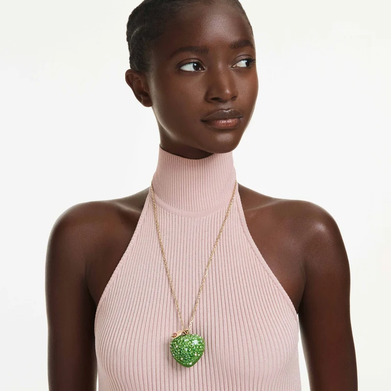 Pendentif Swarovski - Idyllia - Pomme - Tailles variées - Vert & Doré