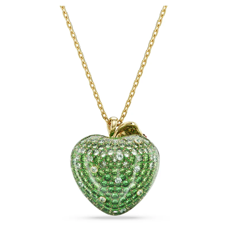 Pendentif Swarovski - Idyllia - Pomme - Tailles variées - Vert & Doré