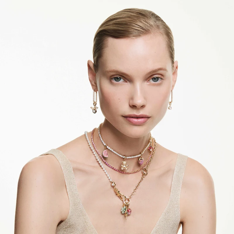 Collier Swarovski - Idyllia - Perle de cristal - 45-52 cm - Blanc & Doré