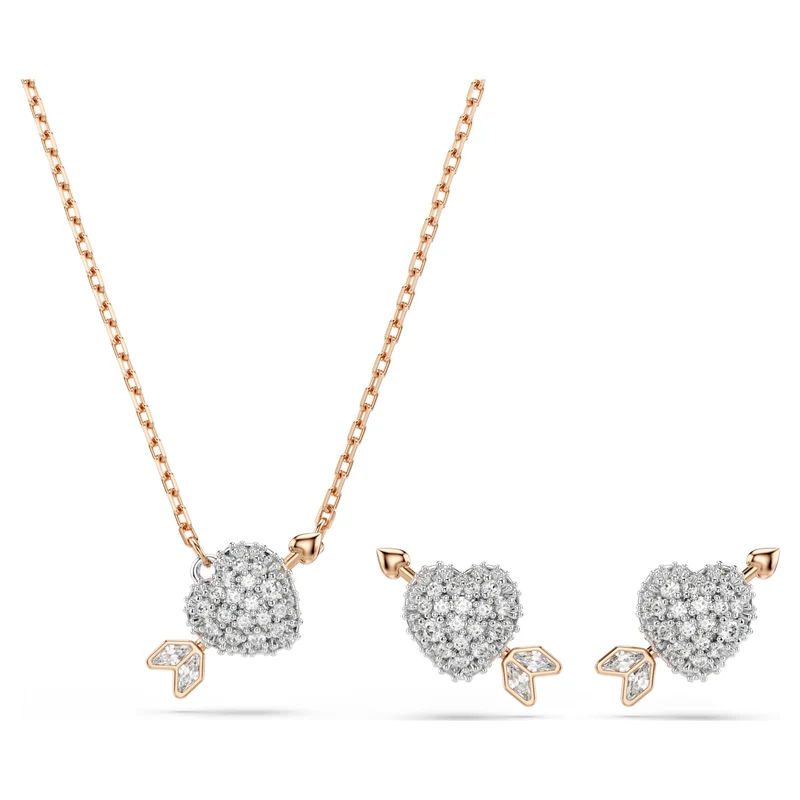 Parure Swarovski - Idyllia - Cœur avec flèche - Blanc & Rosé