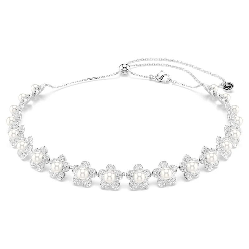Collier Swarovski - Ariana Grande x Swarovski - Fleur - Perle de cristal - Blanc & Argenté