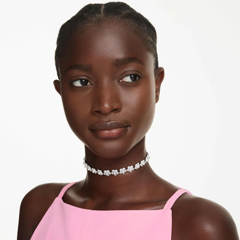 Collier Swarovski - Ariana Grande x Swarovski - Fleur - Perle de cristal - Blanc & Argenté
