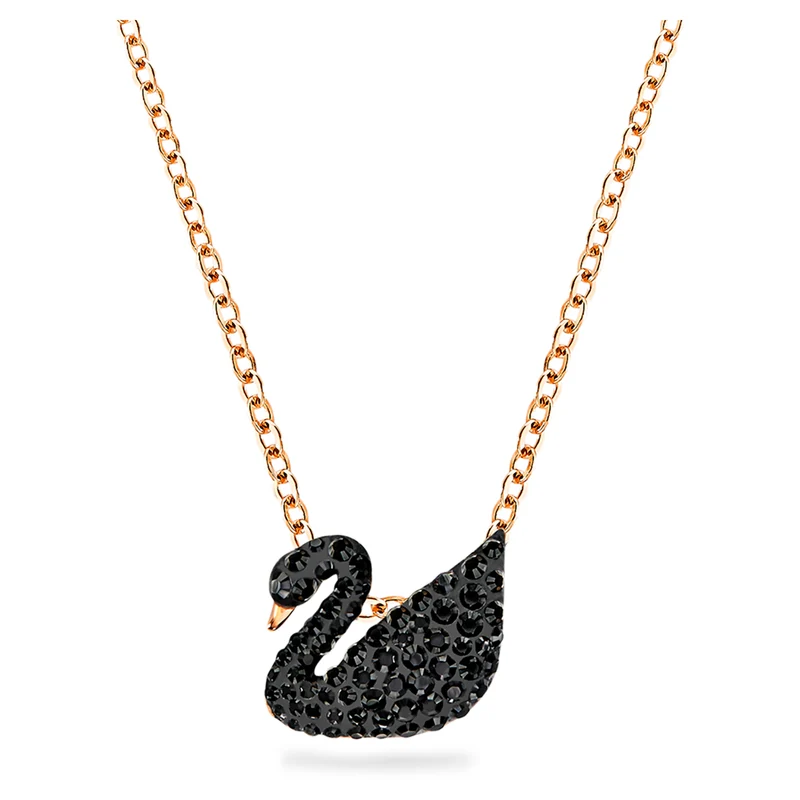 Pendentif Swarovski - Swan - Cygne - Pavé - Noir & Rosé