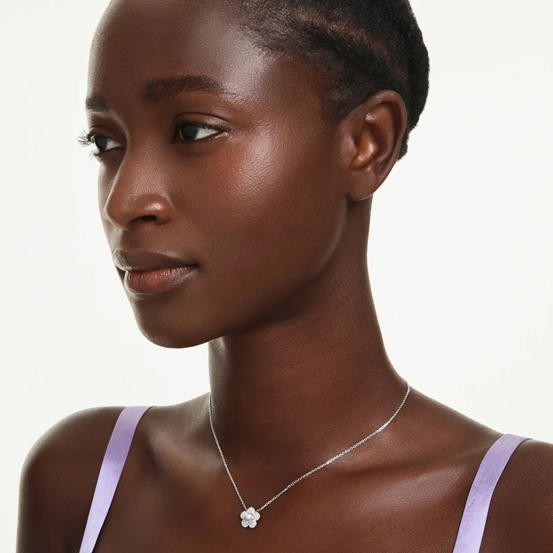 Pendentif Swarovski - Ariana Grande x Swarovski - Fleur - Longueur ajustable - Blanc & Argenté
