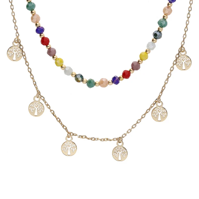 Collier pampille à pierres synthétiques facettées – Argent 925 doré | Azuline