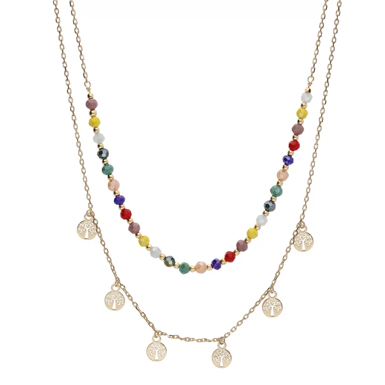 Collier pampille à pierres synthétiques facettées – Argent 925 doré | Azuline