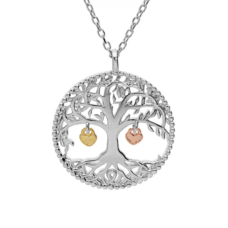 Collier arbre de vie pampilles cœurs – Argent 925 rhodié | Azuline
