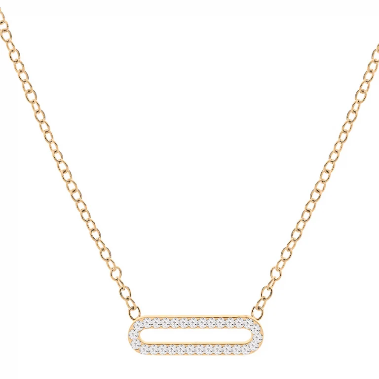 Collier maille rectangulaire serti d’oxydes blancs – Argent 925 doré | Azuline