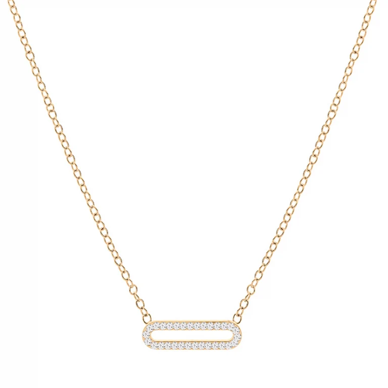 Collier maille rectangulaire serti d’oxydes blancs – Argent 925 doré | Azuline