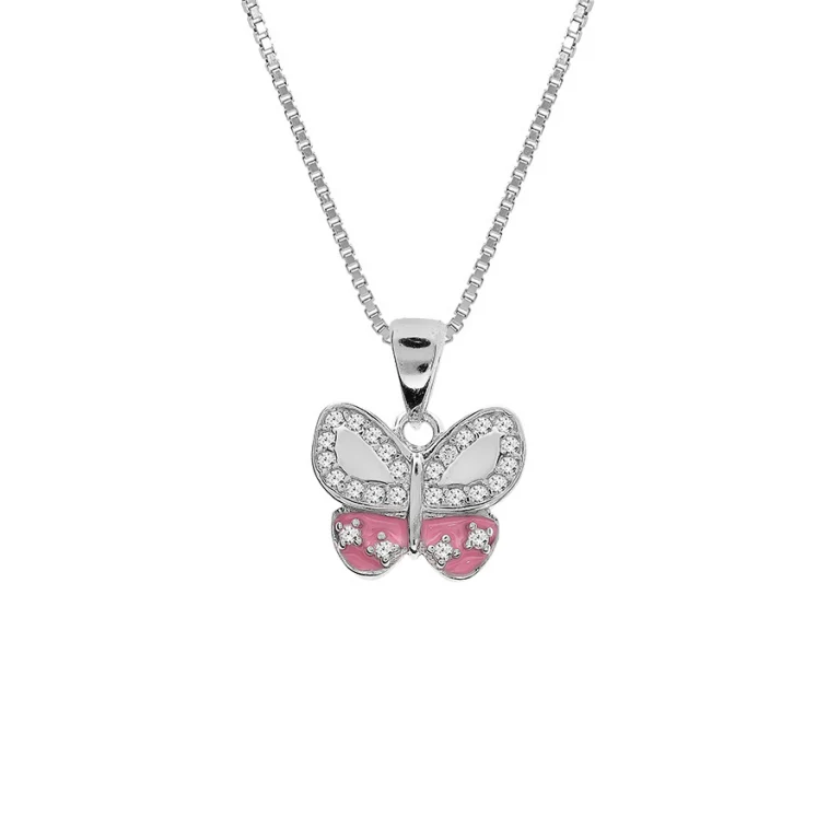 Collier papillon serti d’oxydes en résine – Argent 925 rhodié | Azuline