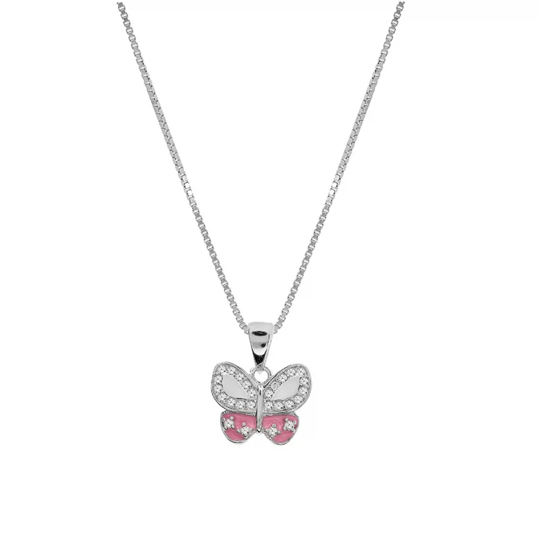 Collier papillon serti d’oxydes en résine – Argent 925 rhodié | Azuline