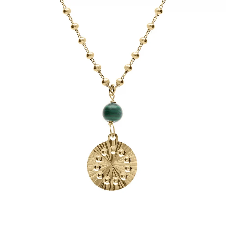 Collier cercle à malachite véritable – Argent 925 doré | Azuline