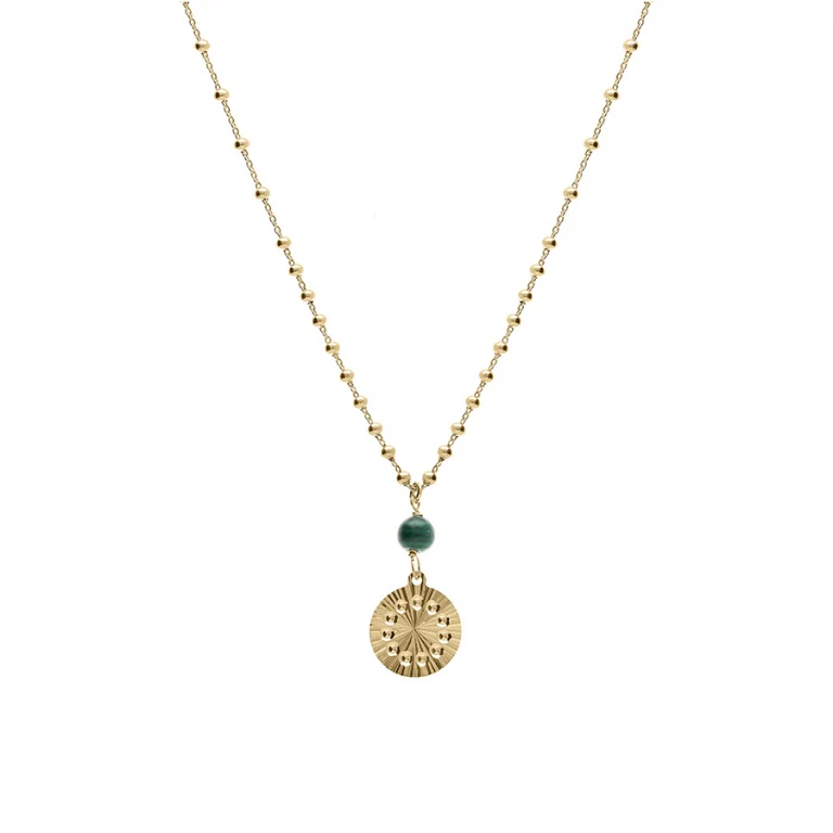 Collier cercle à malachite véritable – Argent 925 doré | Azuline