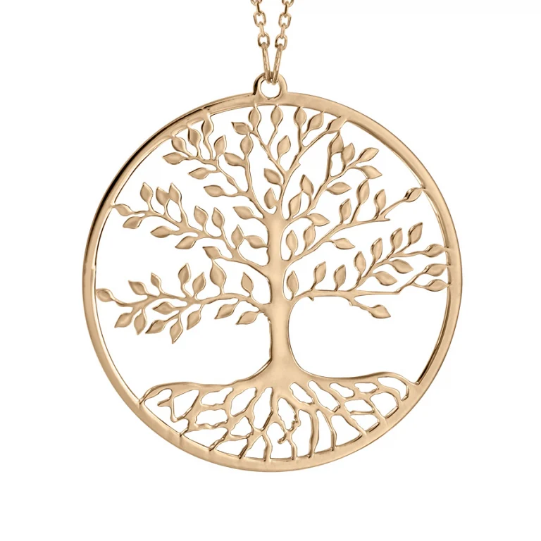 Collier cercle arbre de vie ciselé – Argent 925 doré | Azuline
