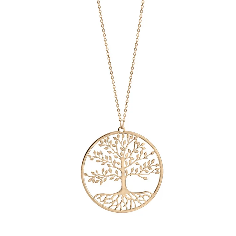 Collier cercle arbre de vie ciselé – Argent 925 doré | Azuline