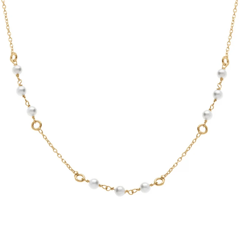 Collier petites perles blanches imitation – Argent 925 doré | Azuline