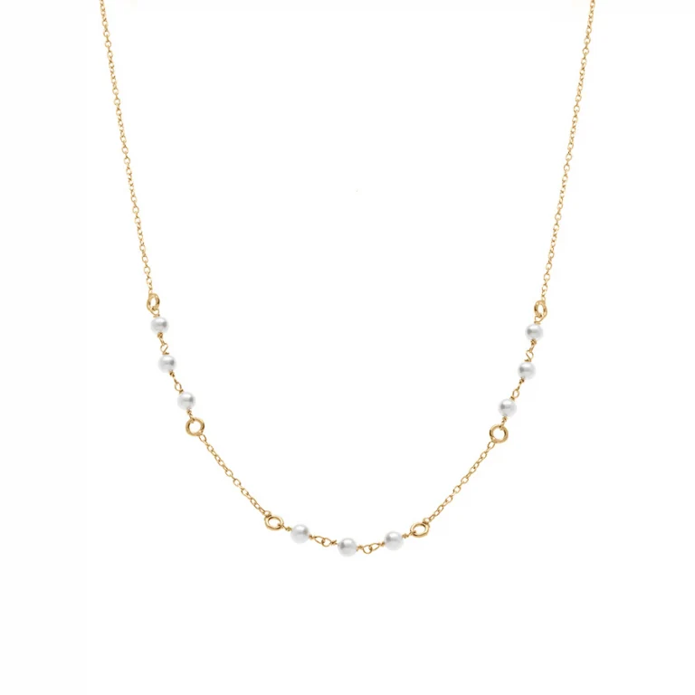 Collier petites perles blanches imitation – Argent 925 doré | Azuline
