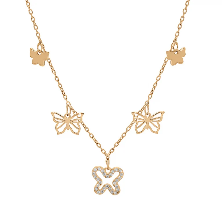 Collier papillon serti d’oxydes – Argent 925 doré | Azuline