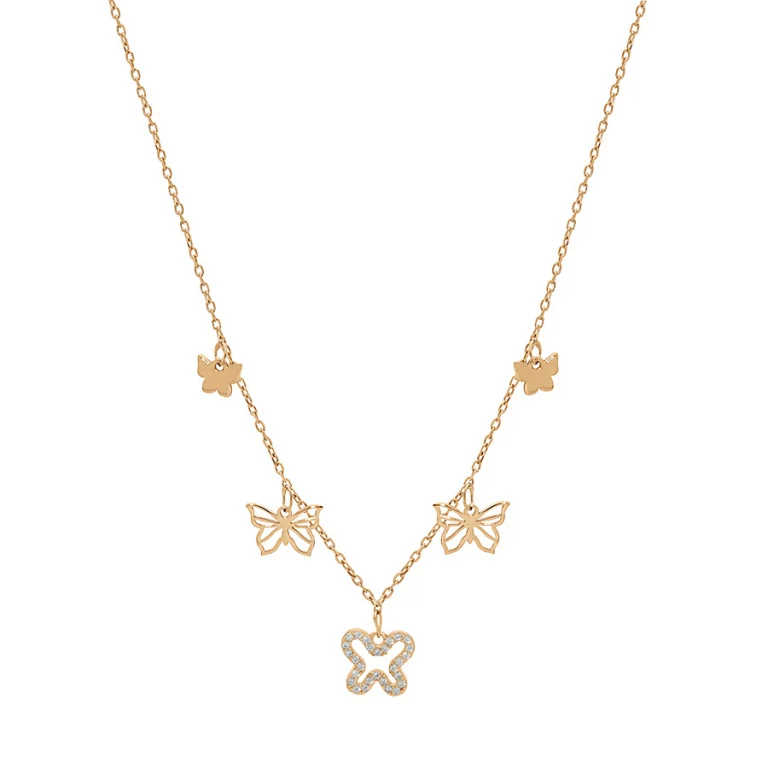Collier papillon serti d’oxydes – Argent 925 doré | Azuline