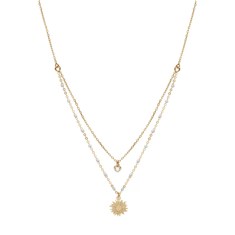 Collier soleil et cœur – Argent 925 doré | Azuline