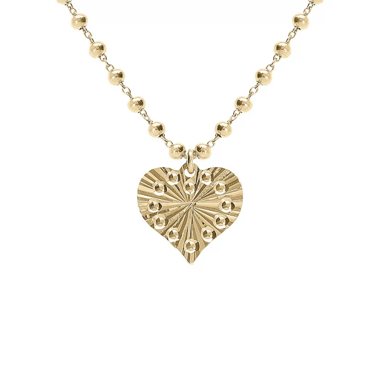 Collier cœur martelé – Argent 925 doré | Azuline