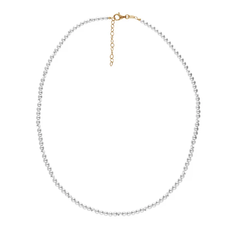 Collier perles blanches imitation 3 mm – Argent 925 doré | Azuline
