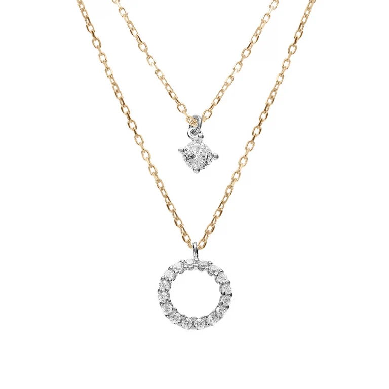 Collier cercle serti d’oxydes blancs – Argent 925 doré | Azuline