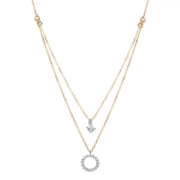 Collier cercle serti d’oxydes blancs – Argent 925 doré | Azuline
