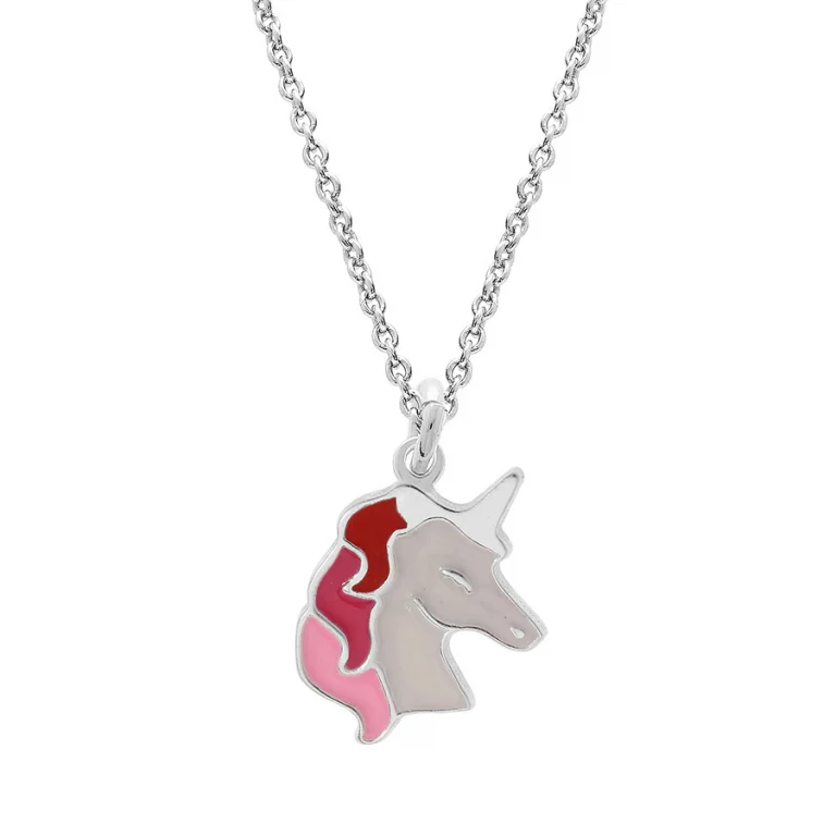 Collier ras de cou licorne coloris rose 40 cm – Argent 925 rhodié | Azuline