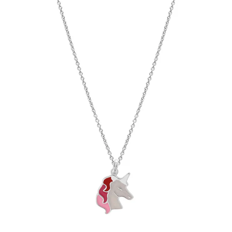 Collier ras de cou licorne coloris rose 40 cm – Argent 925 rhodié | Azuline