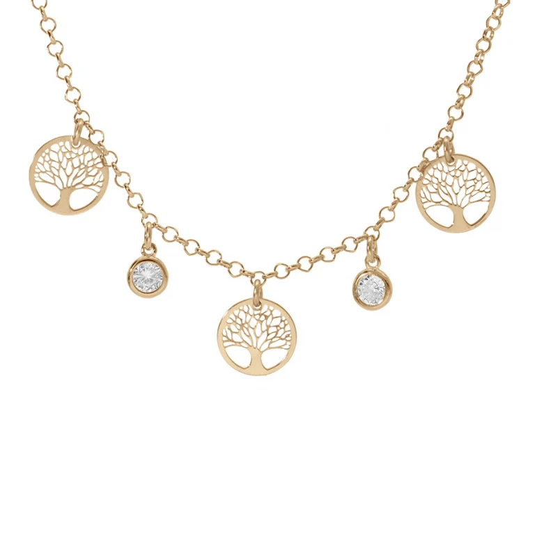 Collier pampilles serti d’oxydes blancs clos – Argent 925 doré | Azuline