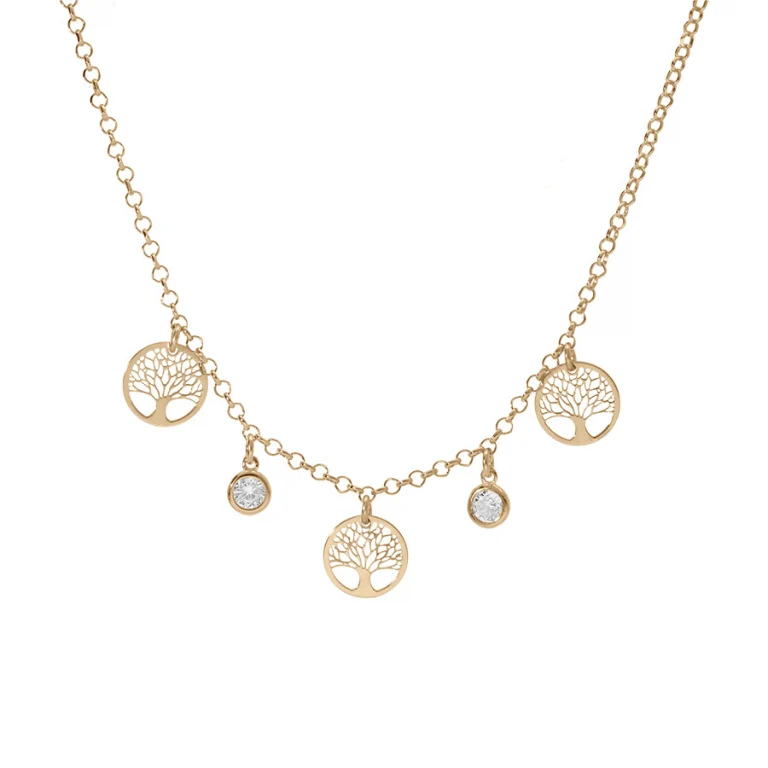 Collier pampilles serti d’oxydes blancs clos – Argent 925 doré | Azuline