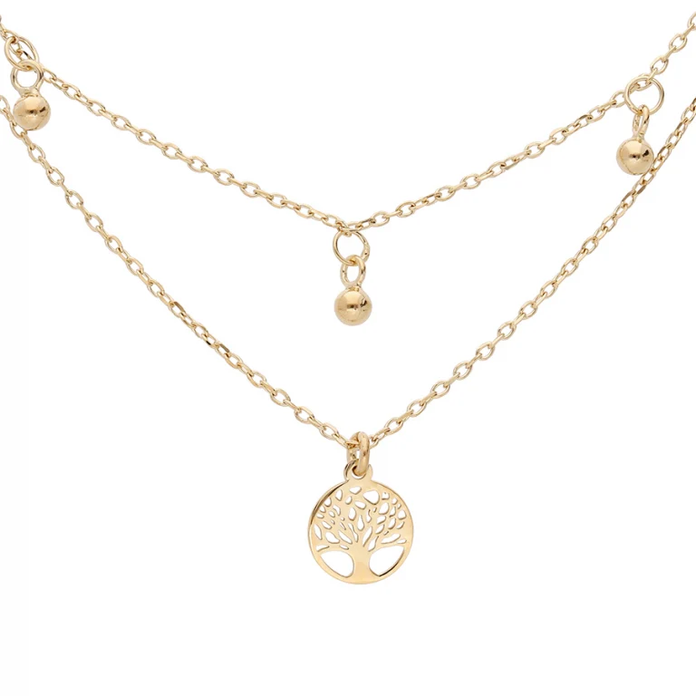 Collier arbre de vie double rang – Argent 925 doré | Azuline