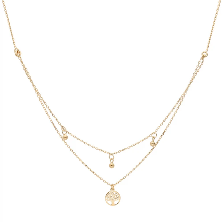 Collier arbre de vie double rang – Argent 925 doré | Azuline