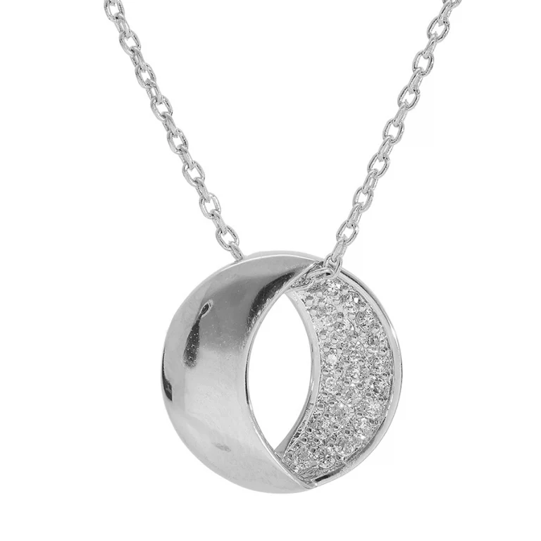 Collier ovale parsemé d’oxydes blancs – Argent 925 rhodié | Azuline